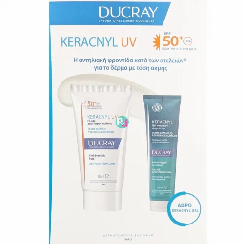 Ducray Kerancyl UV Κρέμα κατά των ατελειών spf50 50ml & Gel Καθαρισμού 100ml 